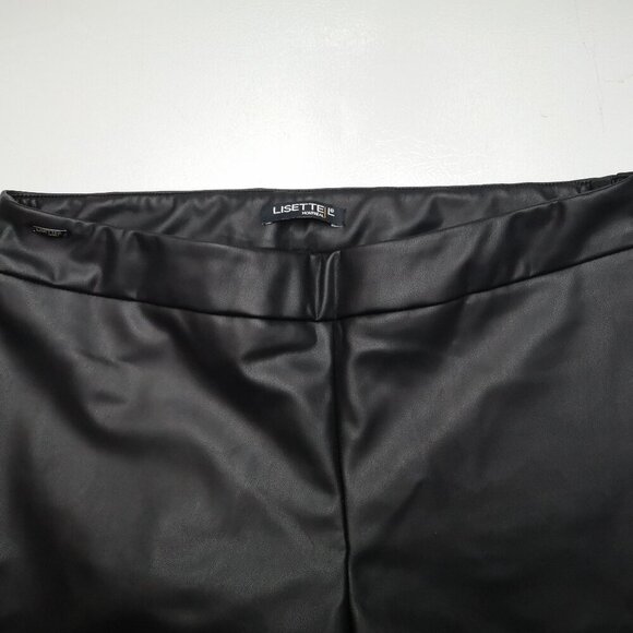 Lisette L Montreal Ladies Size 14 Black Faux Leather Made in Canada Pants - Picture 8 of 12